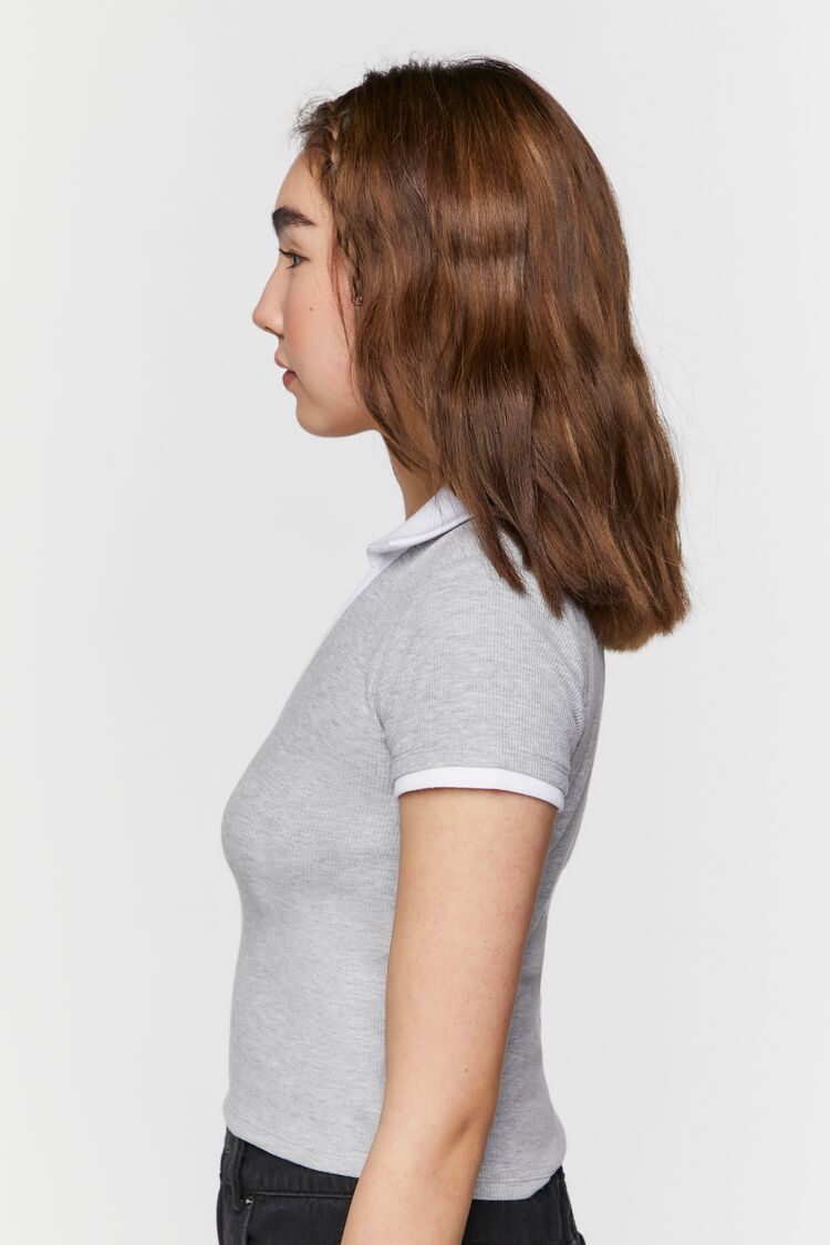 V-Neck Cropped Polo Shirt