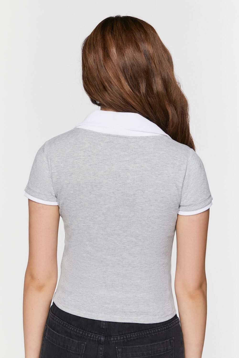 V-Neck Cropped Polo Shirt