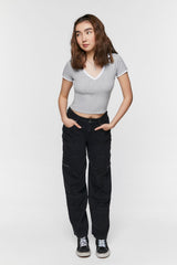 V-Neck Cropped Polo Shirt