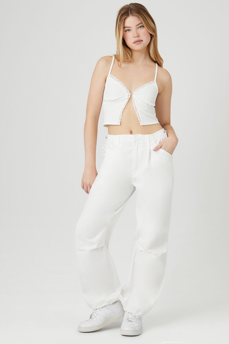 Twill Wide-Leg Cargo Pants