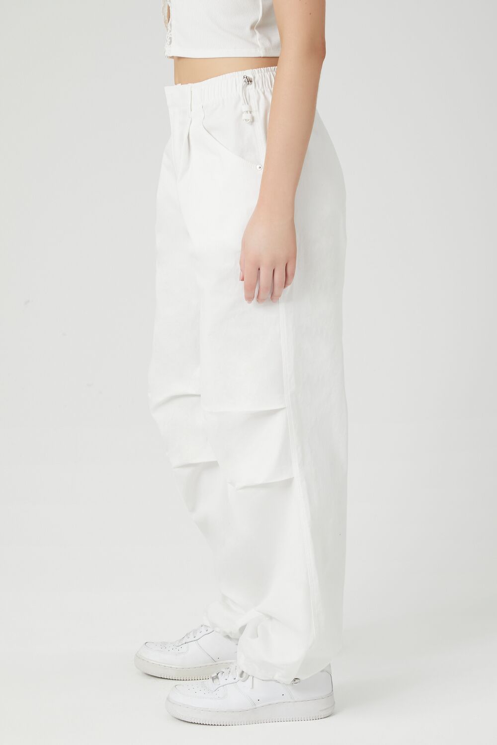 Twill Wide-Leg Cargo Pants