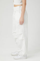 Twill Wide-Leg Cargo Pants