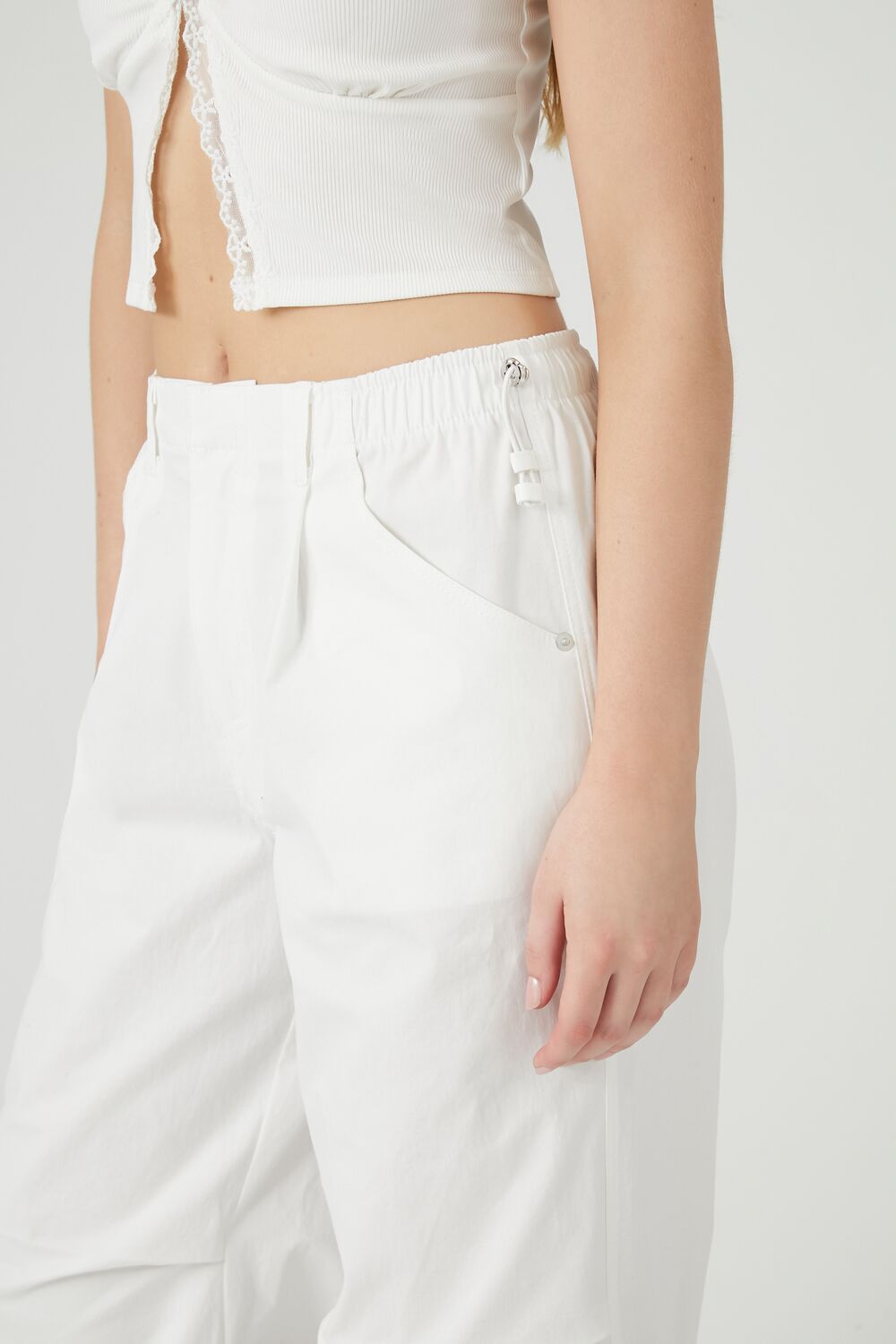 Twill Wide-Leg Cargo Pants