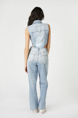 Sleeveless Cutout Denim Overalls