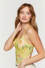 Floral Lace-Panel Cami Bodysuit