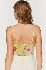Floral Lace-Panel Cami Bodysuit