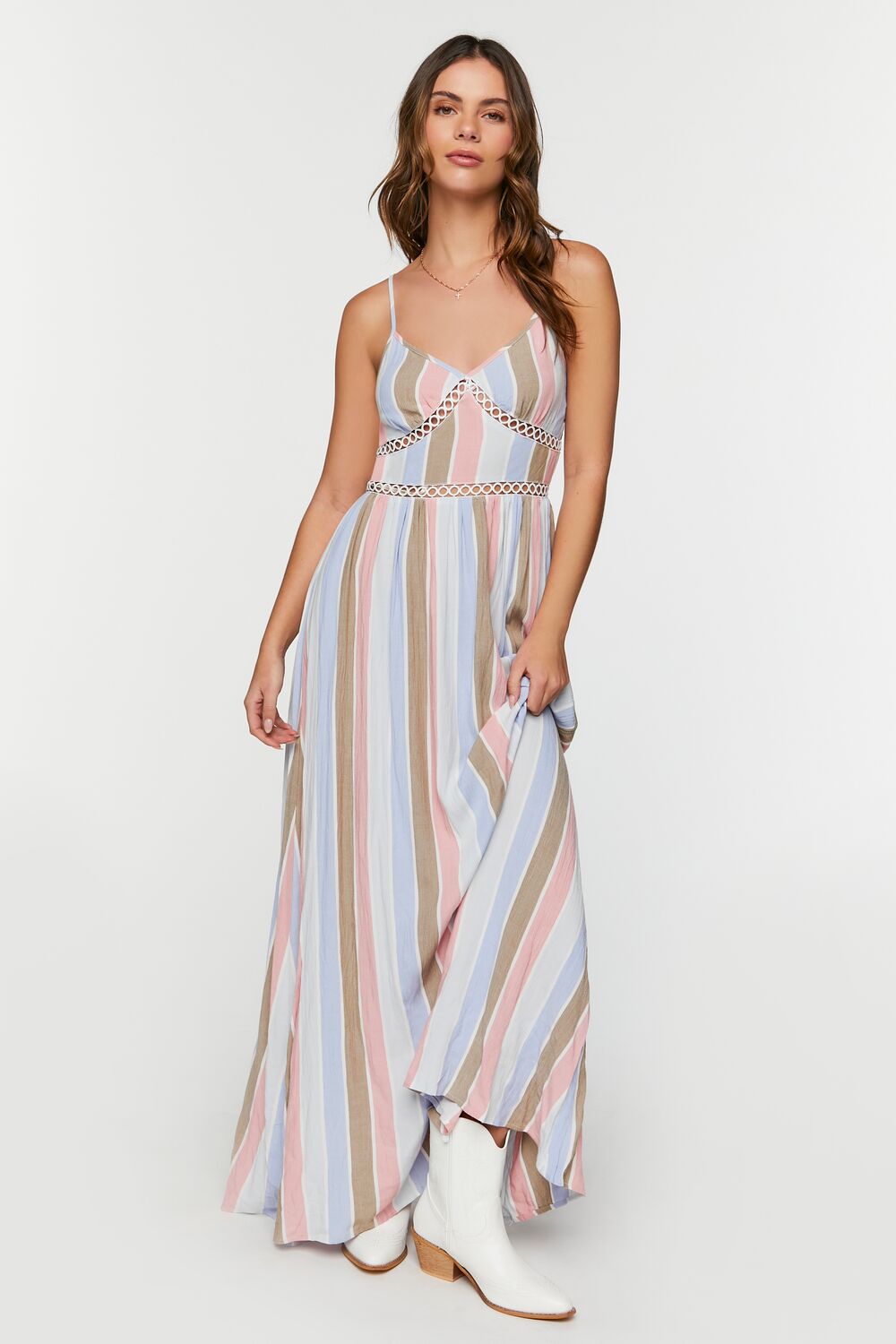 Striped Cutout Maxi Dress
