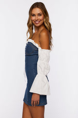Reworked Denim Off-the-Shoulder Dress