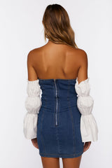 Reworked Denim Off-the-Shoulder Dress