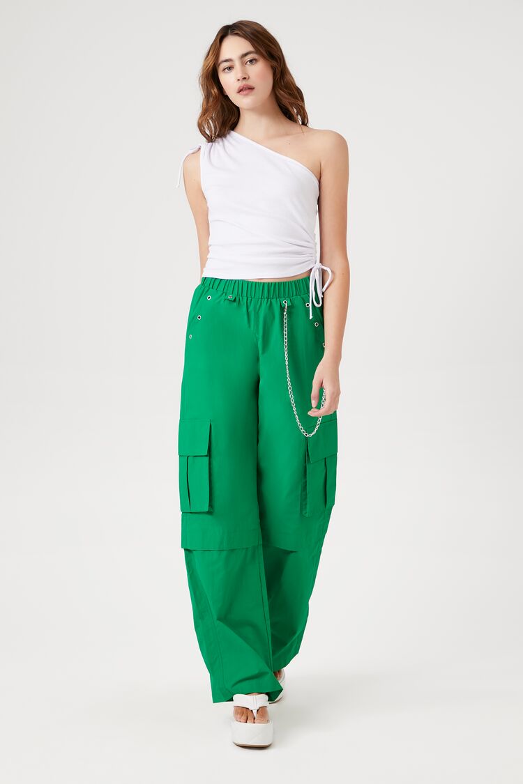 Ruched Drawstring One-Shoulder Top