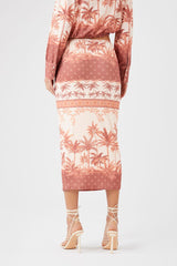 Tropical Print Midi Skirt
