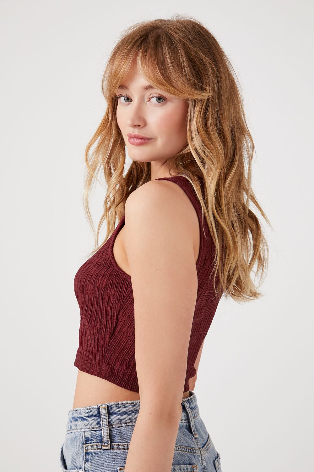 Textured Cropped Tank Top