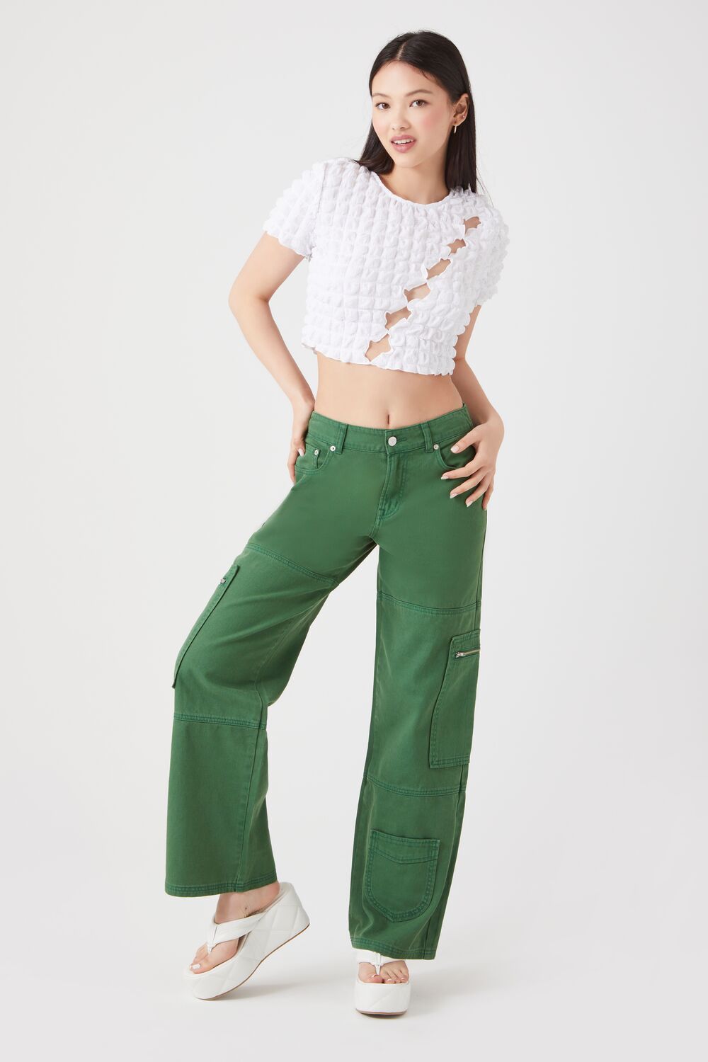 Textured Cutout Crop Top