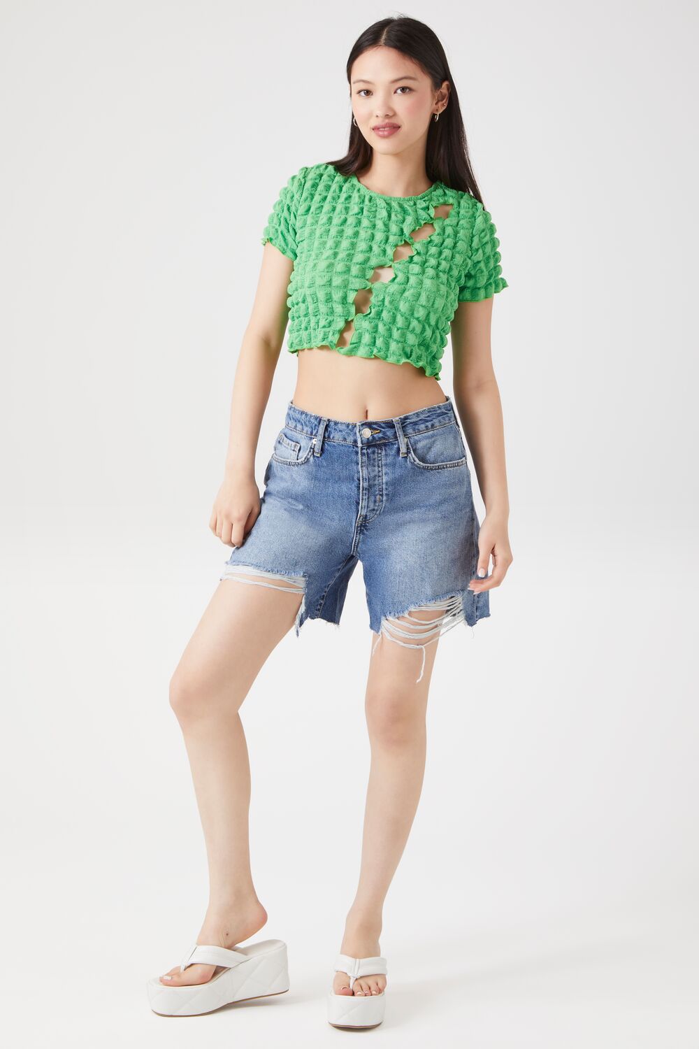 Textured Cutout Crop Top