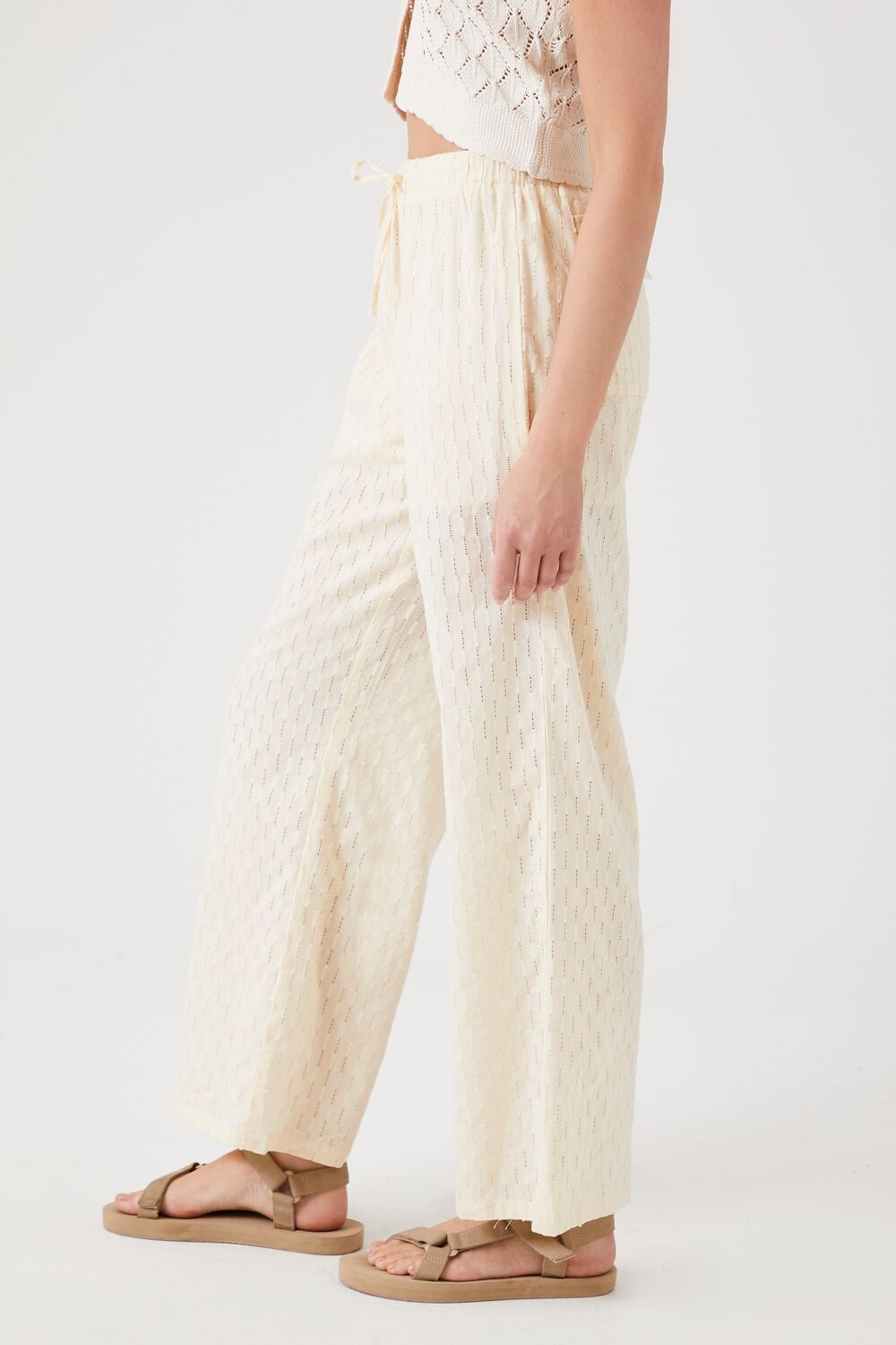 Textured Drawstring Wide-Leg Pants