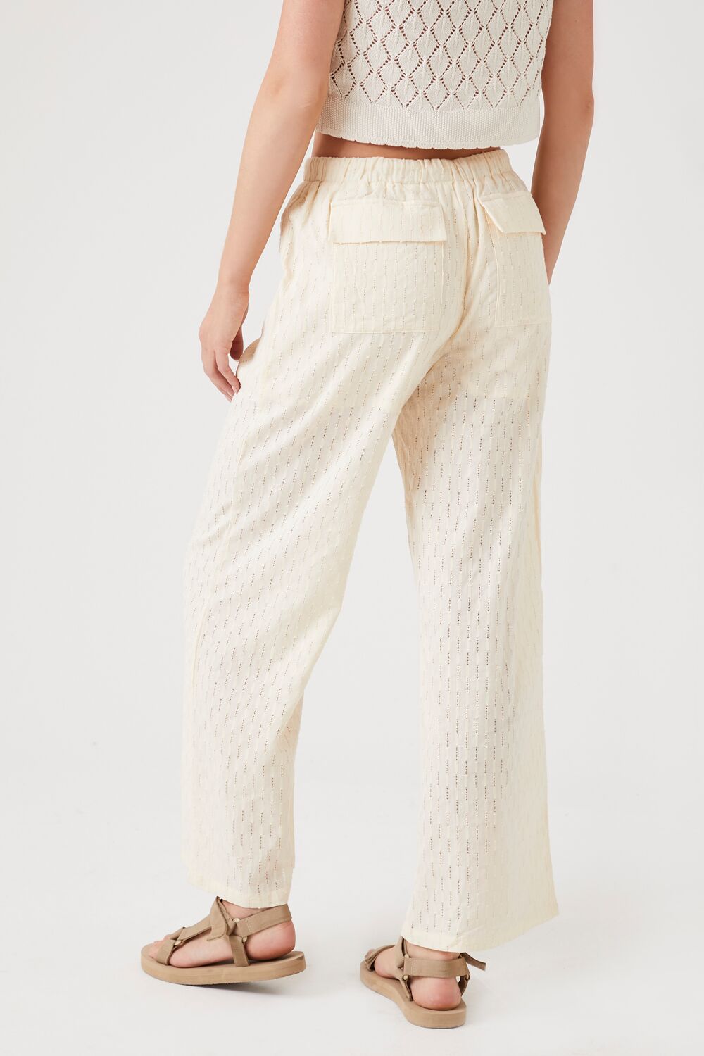 Textured Drawstring Wide-Leg Pants