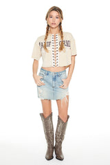California Graphic Cutout Crop Top