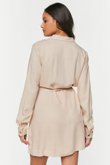 V-Neck Belted Shirt Dress