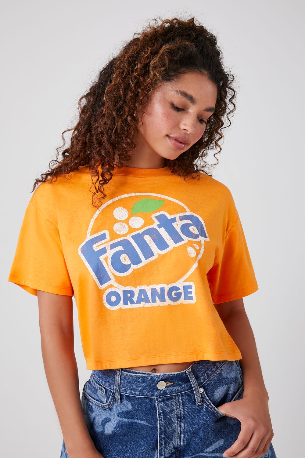 Fanta Orange Graphic Crop Top