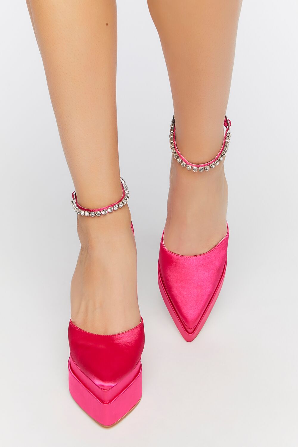 Faux Gem Satin Platform Heels