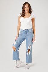 Lace Cap-Sleeve Scoop Top