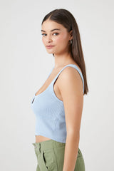 Sweater-Knit Cutout Cropped Tank Top