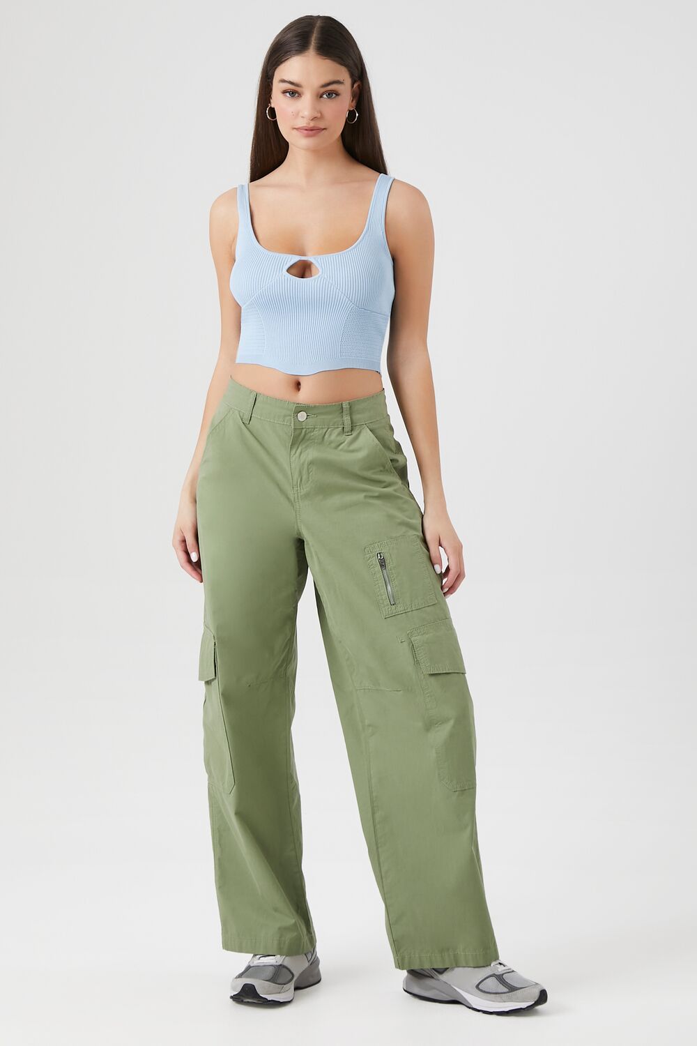 Sweater-Knit Cutout Cropped Tank Top