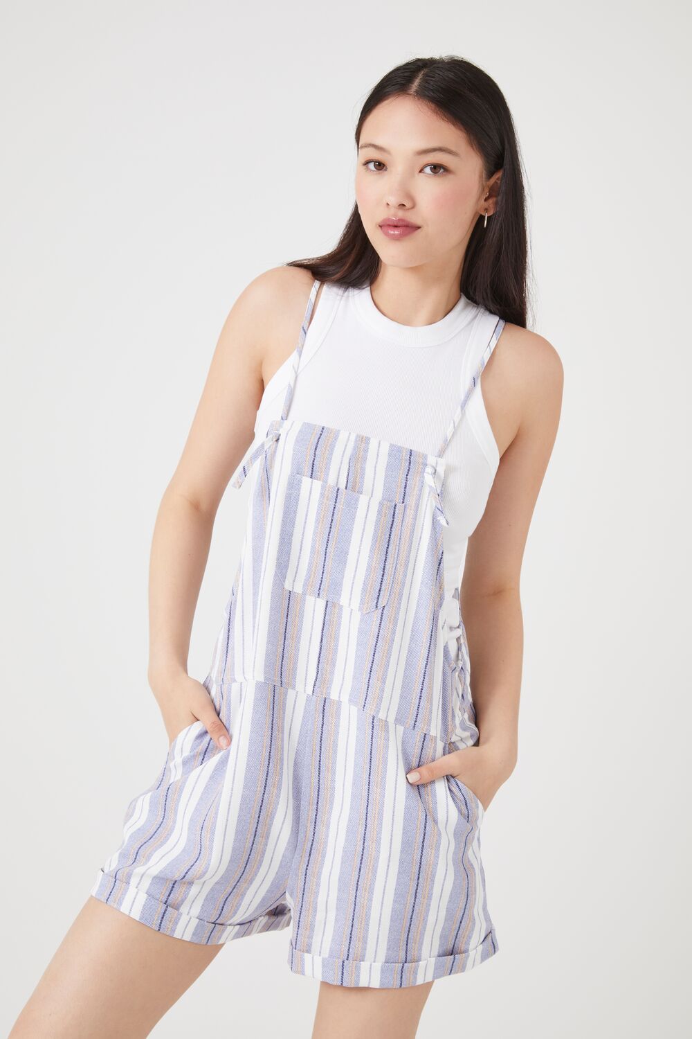 Striped Overall Shorts