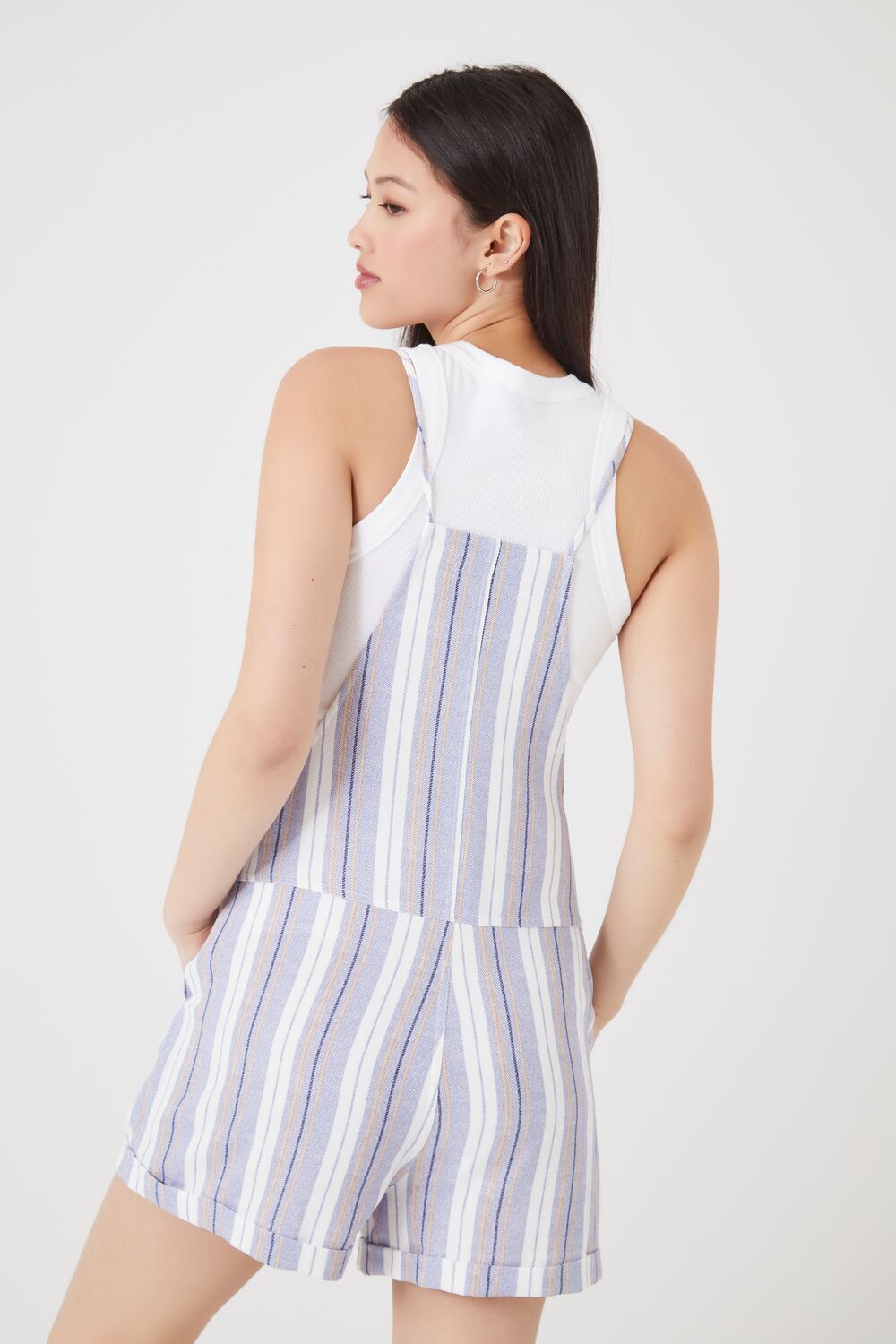 Striped Overall Shorts