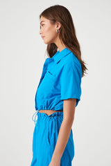 Toggle Drawstring Cropped Shirt