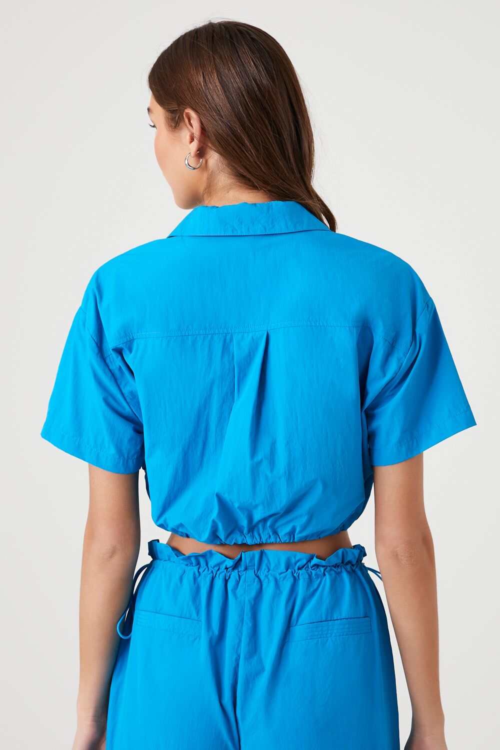 Toggle Drawstring Cropped Shirt