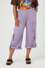 Plus Size Twill Cropped Cargo Pants