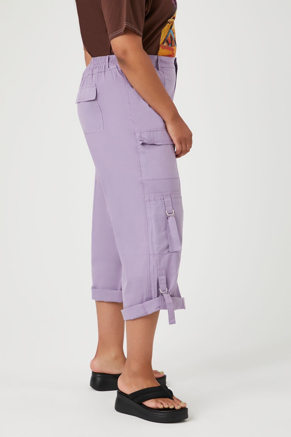 Plus Size Twill Cropped Cargo Pants