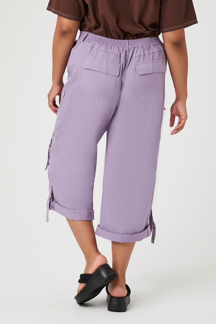 Plus Size Twill Cropped Cargo Pants