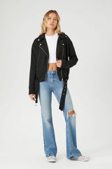 Asymmetrical French Terry Moto Jacket