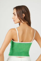 Sweater-Knit Contrast-Trim Cropped Cami