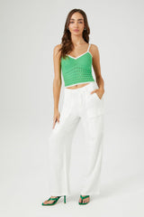 Sweater-Knit Contrast-Trim Cropped Cami