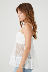 Sheer Mesh Ruffle Cami