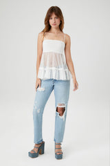 Sheer Mesh Ruffle Cami