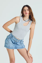 Ribbed Knit Cutout Tank Top