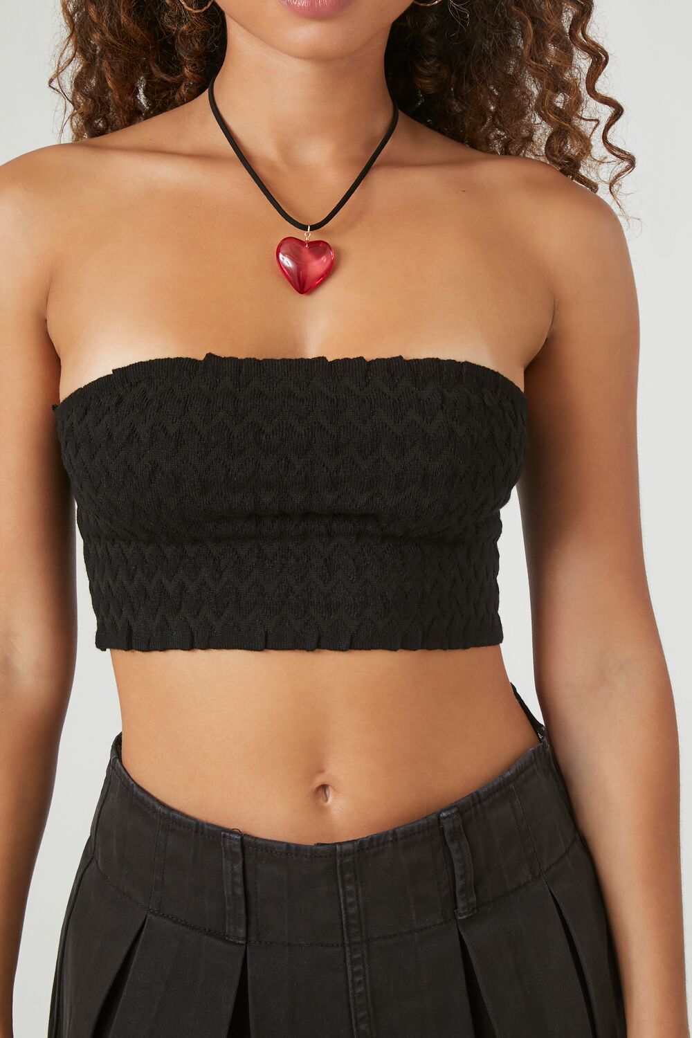 Sweater-Knit Chevron Cropped Tube Top