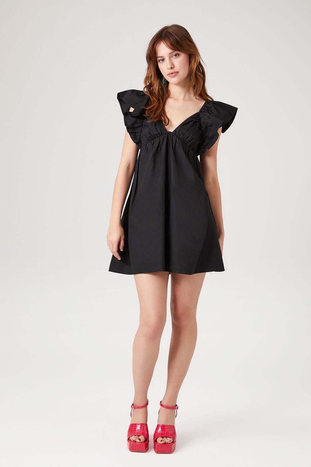 Poplin Ruffled Babydoll Dress