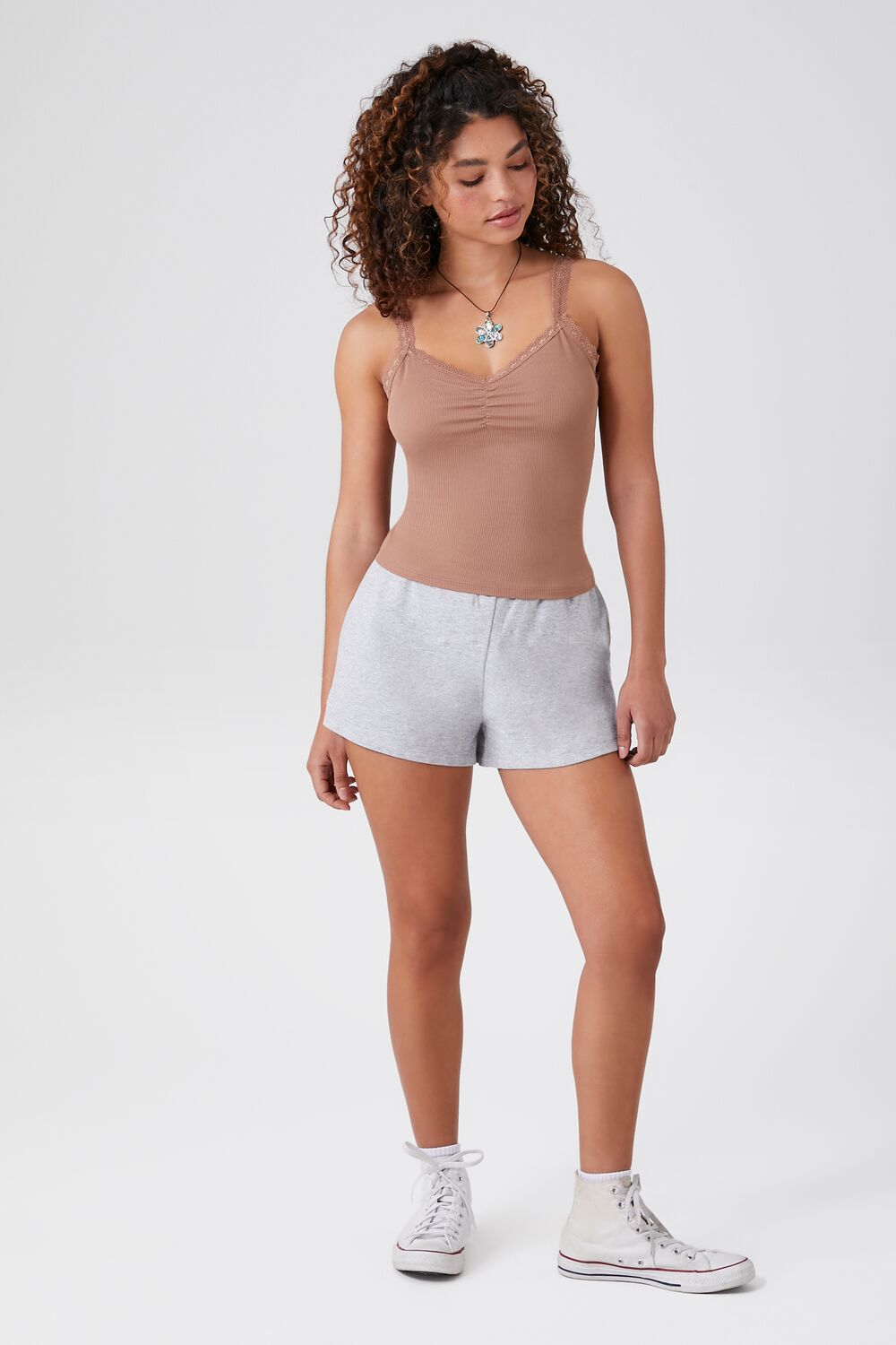 Ruched Lace-Trim Cami