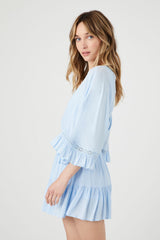Crepe Butterfly-Sleeve Mini Dress