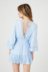 Crepe Butterfly-Sleeve Mini Dress