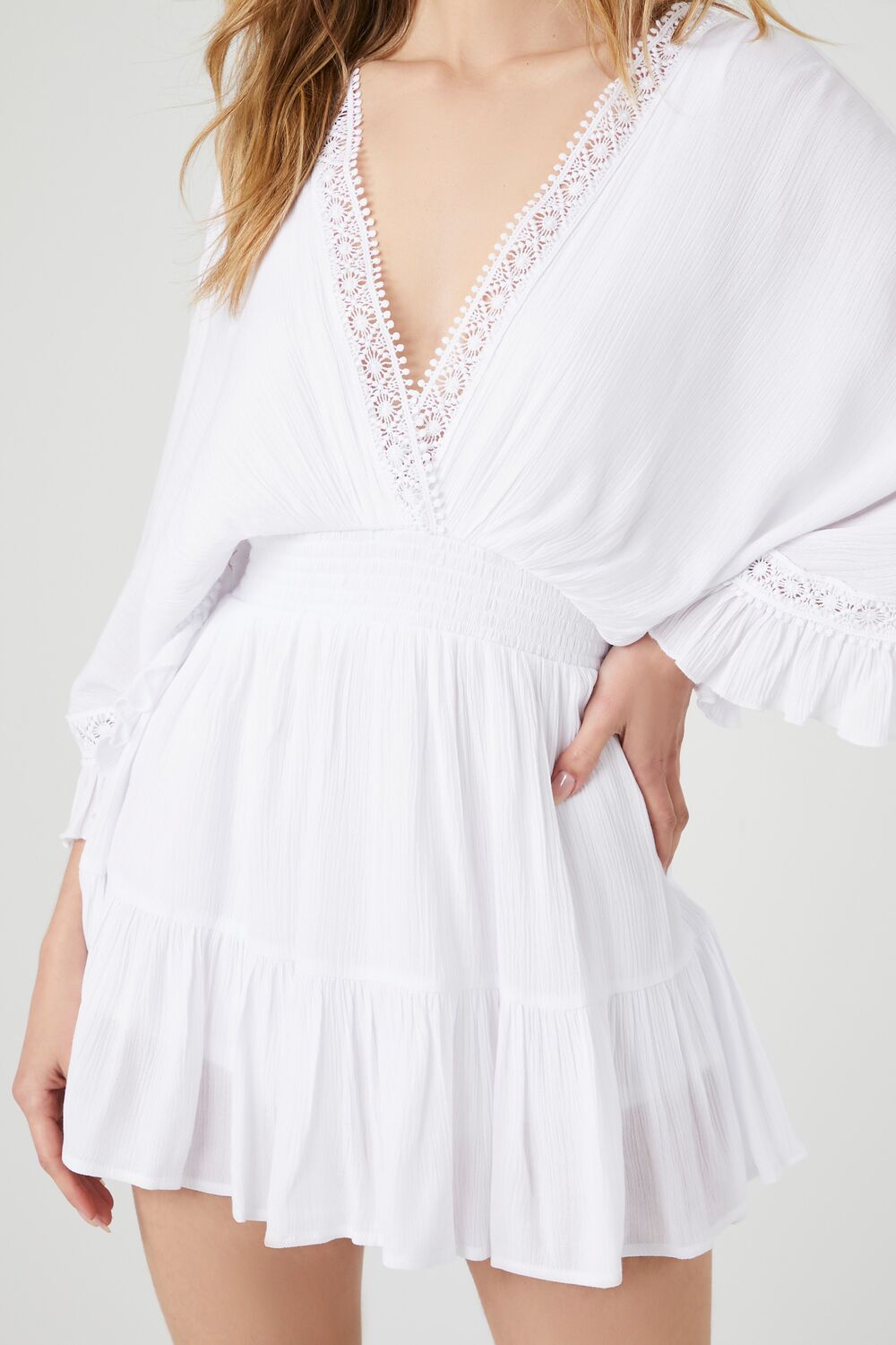 Crepe Butterfly-Sleeve Mini Dress
