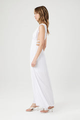 Crepe Caged V-Neck Maxi Dress