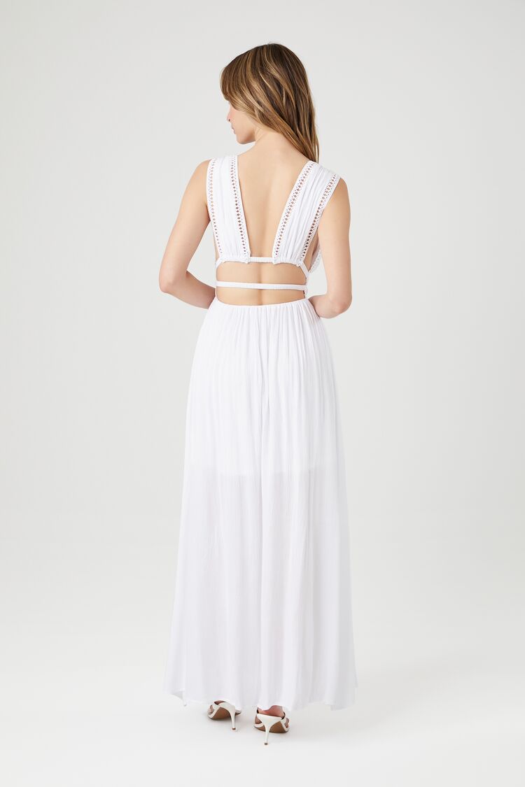 Crepe Caged V-Neck Maxi Dress