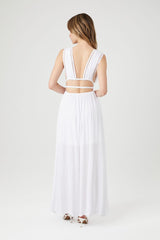 Crepe Caged V-Neck Maxi Dress