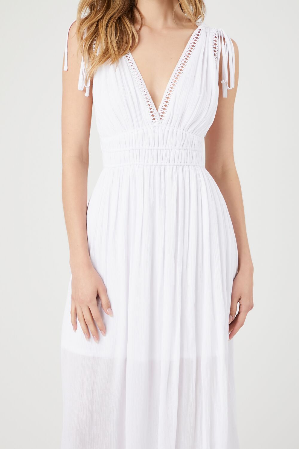 Crepe Caged V-Neck Maxi Dress